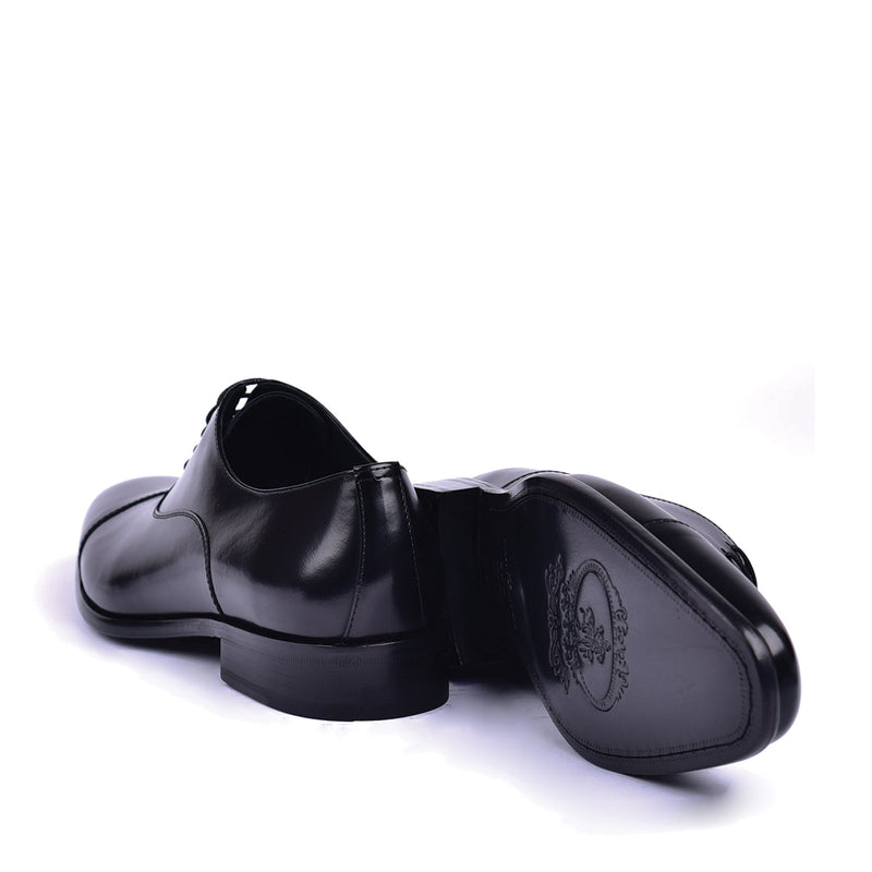 Corrente C0092 6265 Men's Shoes Black Shiny Calf Skin Leather Cap toe Lace Up Oxfords (CRT1448)-AmbrogioShoes