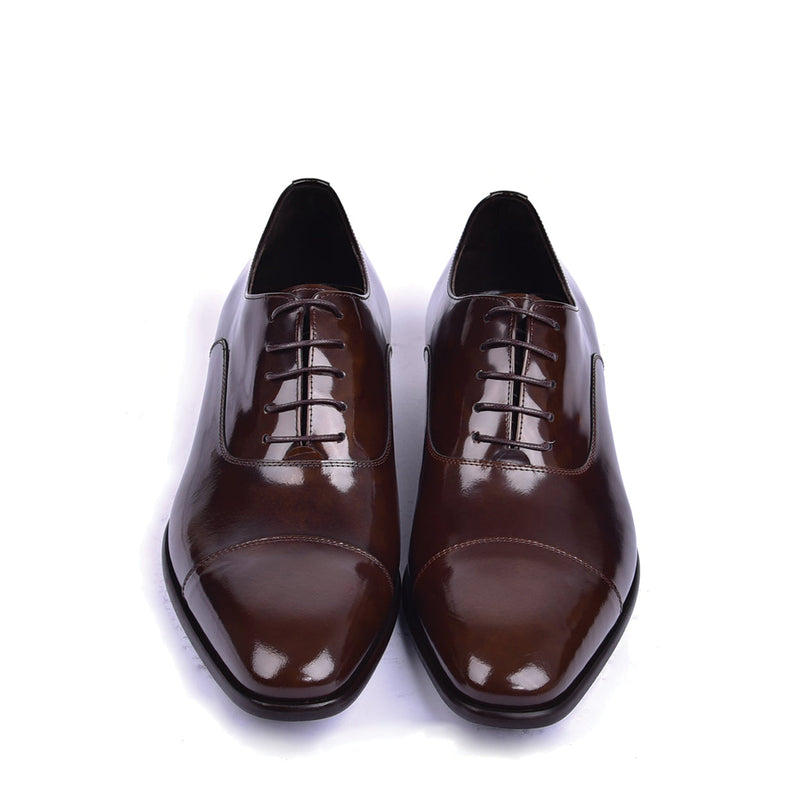Corrente C0095 6265 Men's Shoes Brown Shiny Calf Skin Leather Cap toe Lace Up Oxfords (CRT1447)-AmbrogioShoes