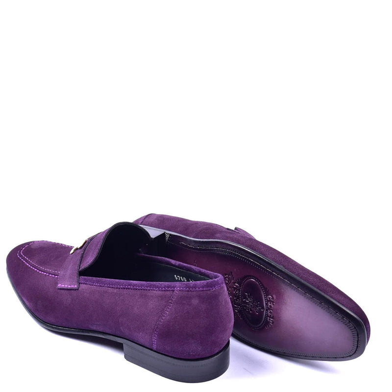 Corrente C02004 5760 Men's Shoes Purple Suede Leather H Buckle Loafers (CRT1296)-AmbrogioShoes