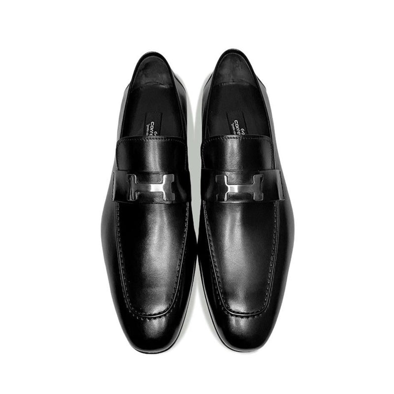 Corrente C021-5760 Men's Shoes Black Calf-Skin Leather Loafers (CRT1217)-AmbrogioShoes