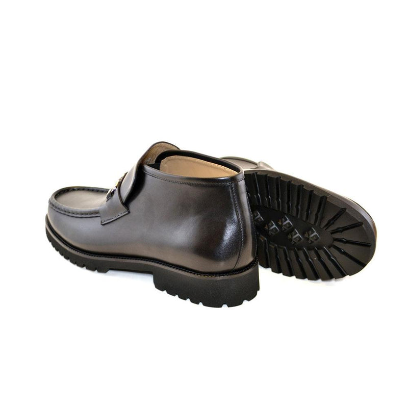 Corrente C029-5786 Men's Shoes Black Calf-Skin Leather Horsebit Ankle Boots (CRT1208)-AmbrogioShoes