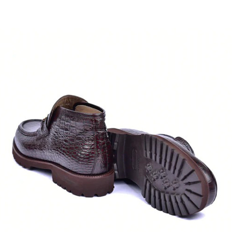 Corrente C03024 5786 Men's Shoes Brown Crocodile Print / Calf-Skin Leather Boots (CRT1453)-AmbrogioShoes