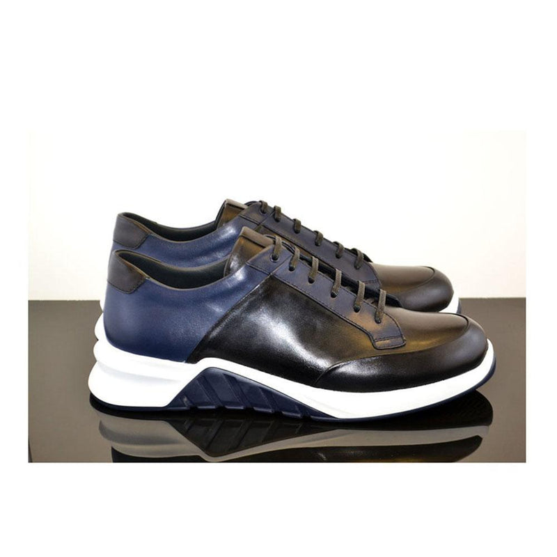 Corrente C036-5569 Men's Shoes Black Calf-Skin Leather Sneakers (CRT1201)-AmbrogioShoes