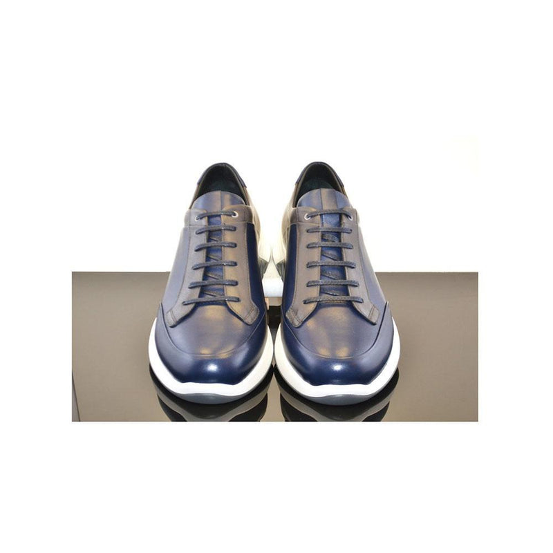 Corrente C037-5569 Men's Shoes Navy Calf-Skin Leather Sneakers (CRT1200)-AmbrogioShoes