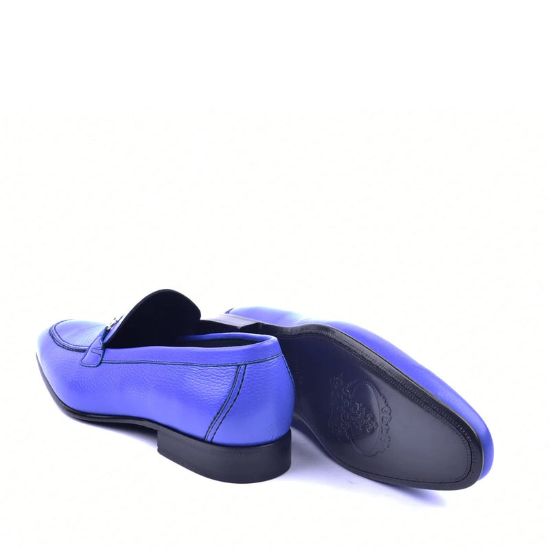 Corrente C11101 4428 Men's Shoes Blue Grain Bit Buckle Loafers (CRT1340)-AmbrogioShoes