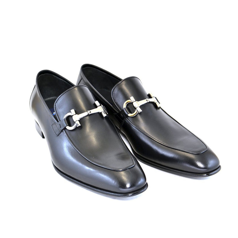 Corrente C118-4851 Men's Shoes Black Calf-Skin Horsebit Loafers (CRT1239)-AmbrogioShoes