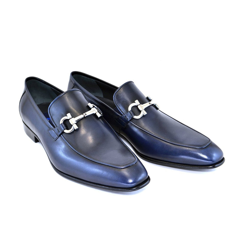 Corrente C120-4851 Men's Shoes Navy Calf-Skin Horsebit Loafers (CRT1241)-AmbrogioShoes