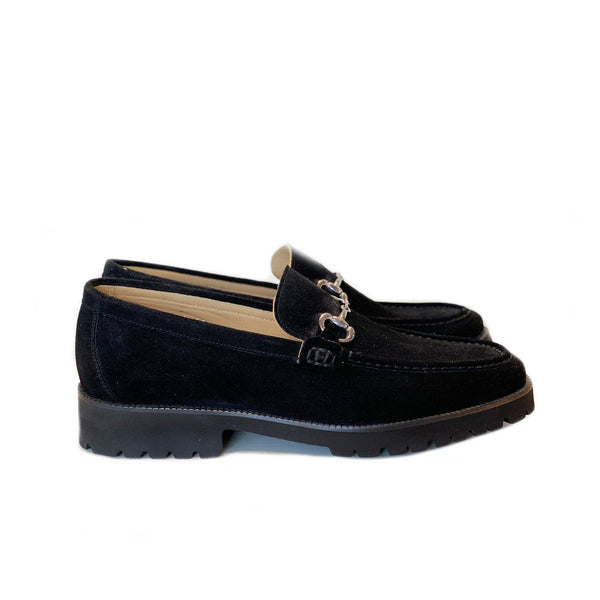 Corrente C180-4494 Men's Shoes Black Suede Leather Horsebit Loafers (CRT1247)-AmbrogioShoes