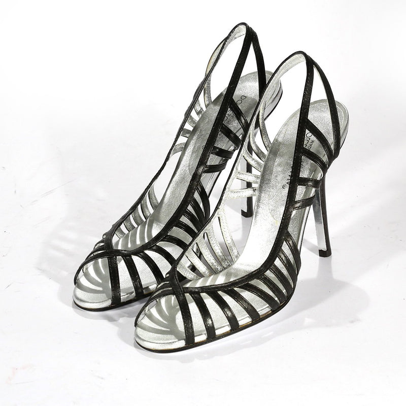 Dolce & Gabbana 4466/110 Women's Shoes Black Calf-Skin Leather High-Heel Sandals (DGW43)-AmbrogioShoes