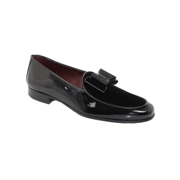 Duca Amalfi Men's Shoes Black Patent Leather-Velvet, Leather Lining Formal Loafers (D1001)-AmbrogioShoes