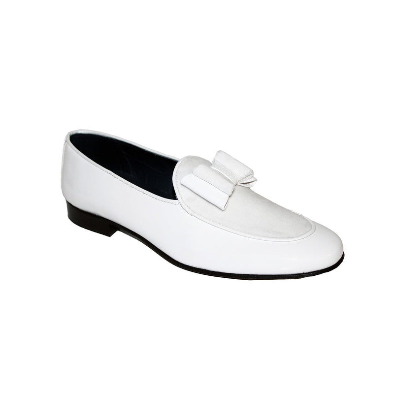 Duca Amalfi Men's Shoes White Patent Leather-Velvet, Leather Lining Formal Loafers (D1007)-AmbrogioShoes