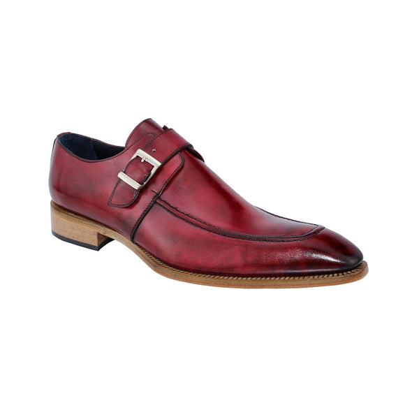 Duca Garda Men's Shoes Antique Red Calf-Skin Leather Monkstraps Oxfords (D1026)-AmbrogioShoes