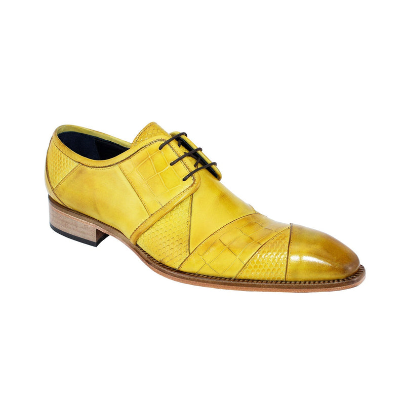 Duca Imperio Men's Shoes Yellow Calf-Skin Leather/Calf Print Oxfords (D1032)-AmbrogioShoes