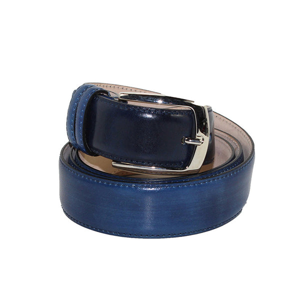 Emilio Franco 201 Men's Belts Ocean Blue Calf-Skin Leather Men's Belts (EF1123)-AmbrogioShoes
