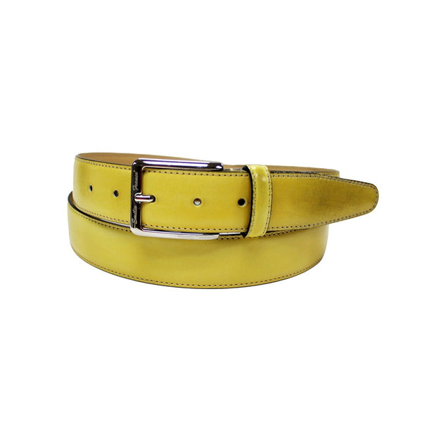 Emilio Franco 201 Men's Belts Yellow Calf-Skin Leather Men's Belts (EF1128)-AmbrogioShoes