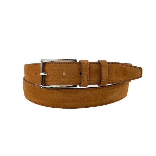 Emilio Franco 202 Men's Belts Cognac Suede Leather Men's Belts (EF1132)-AmbrogioShoes