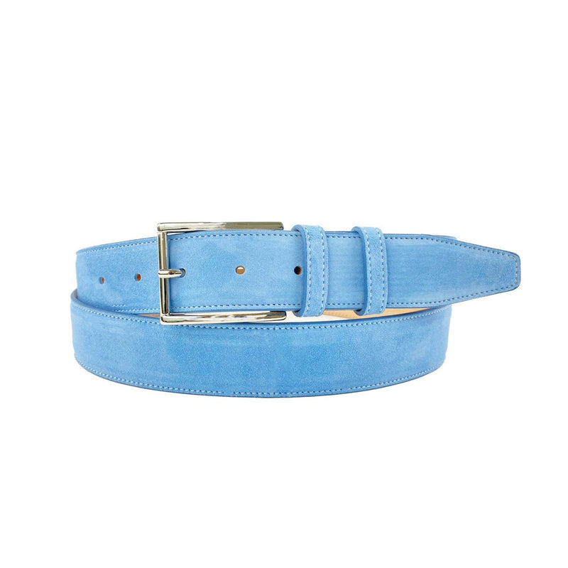 Emilio Franco 202 Men's Belts Light Blue Suede Leather Men's Belts (EF1134)-AmbrogioShoes