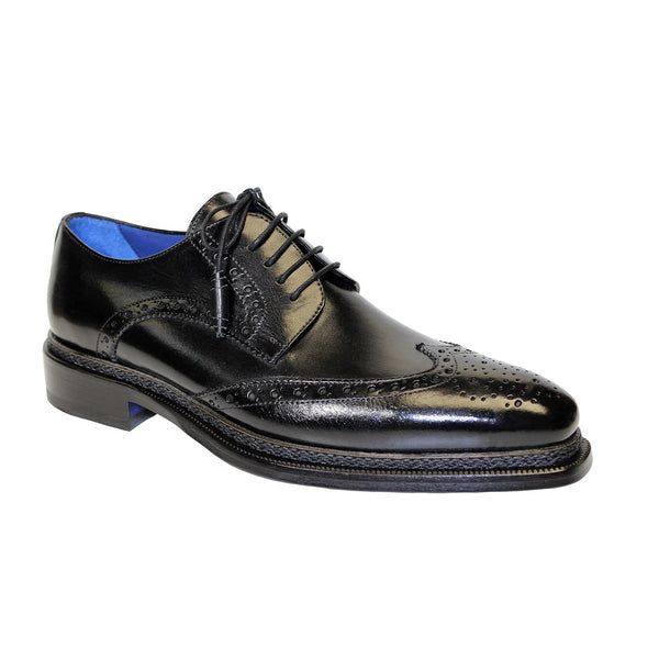 Emilio Franco Adriano Men's Shoes Black Calf-Skin Leather Derby Oxfords (EF1001)-AmbrogioShoes