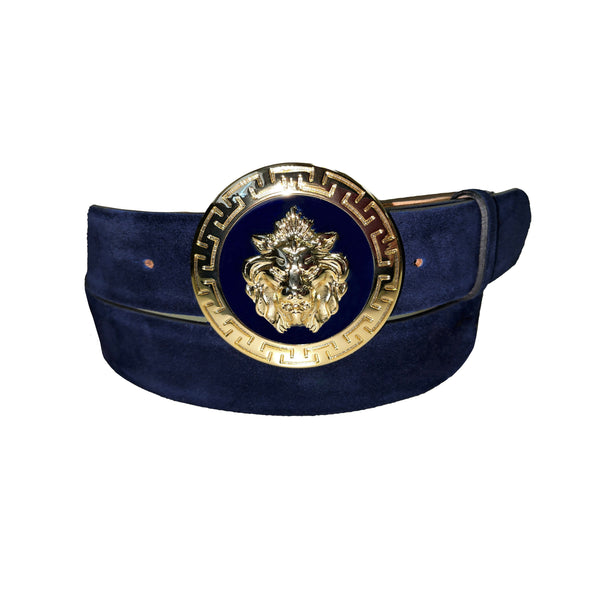 Emilio Franco BL40 Navy/Gold Suede Men's Belts (EFC1062)-AmbrogioShoes