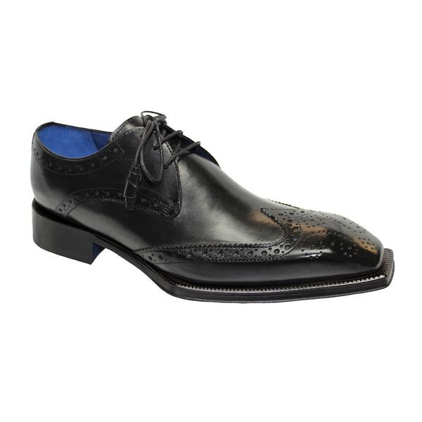 Emilio Franco Carmine Men's Shoes Black Calf-Skin Leather Derby Oxfords (EF1019)-AmbrogioShoes