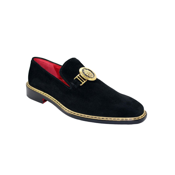 Emilio Franco EF102 Men's Shoes Black Suede Leather Formal Loafers (EFC1006)-AmbrogioShoes