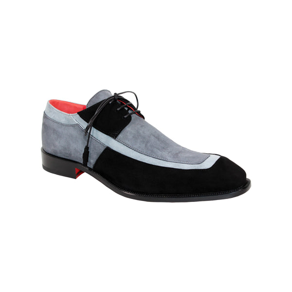Emilio Franco Emiliano Men's Shoes Black/Grey/Light Grey Suede Oxfords (EF1162)-AmbrogioShoes