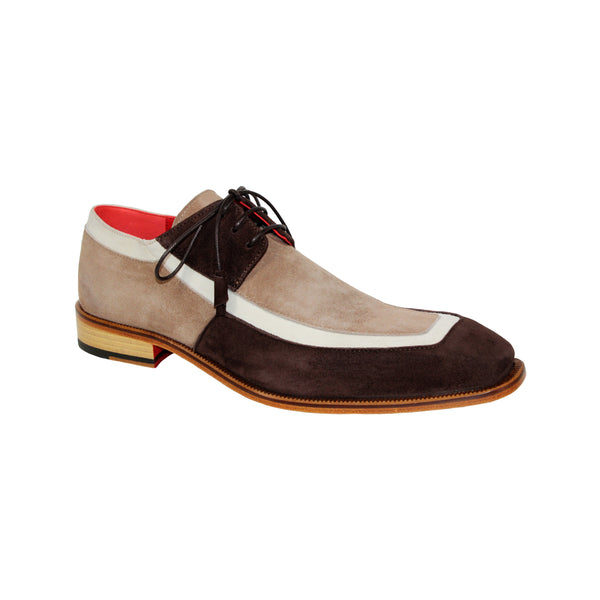 Emilio Franco Emiliano Men's Shoes Brown/Taupe/Bone Suede Oxfords (EF1164)-AmbrogioShoes
