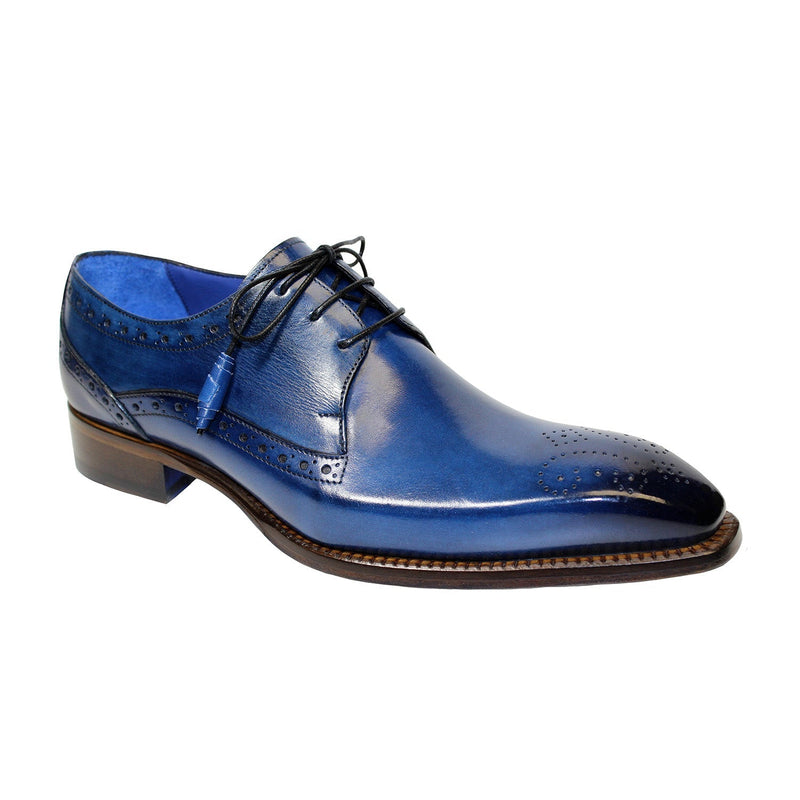 Emilio Franco Giacamo Men's Shoes Ocean Blue Calf-Skin Leather Oxfords (EF1041)-AmbrogioShoes