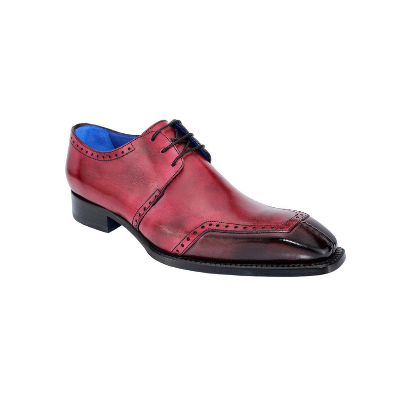 Emilio Franco Italo Men's Shoes Burgundy/Antique Red Calf-Skin Leather Oxfords (EF1054)-AmbrogioShoes