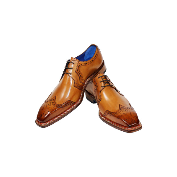 Emilio Franco Marco Men's Shoes Cognac Calf-Skin Leather Oxfords (EF1171)-AmbrogioShoes