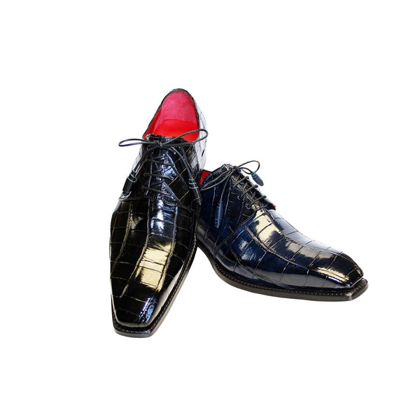 Fennix Blake Men's Shoes Black Alligator Exotic Oxfords (FX1006)-AmbrogioShoes