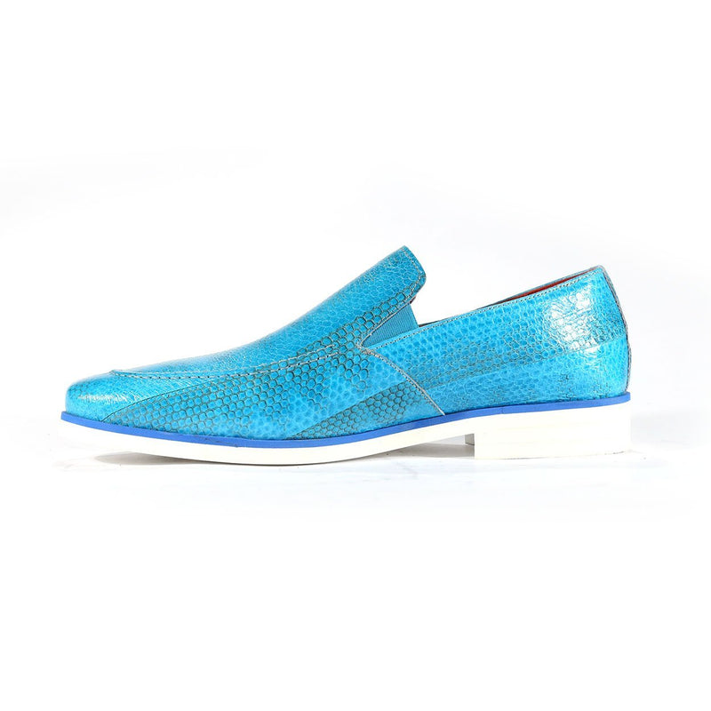 Fennix Daniel Men's Shoes Blue Turquoise Genuine Eel-Skin Slip-on Loafers (FXS2600)-AmbrogioShoes