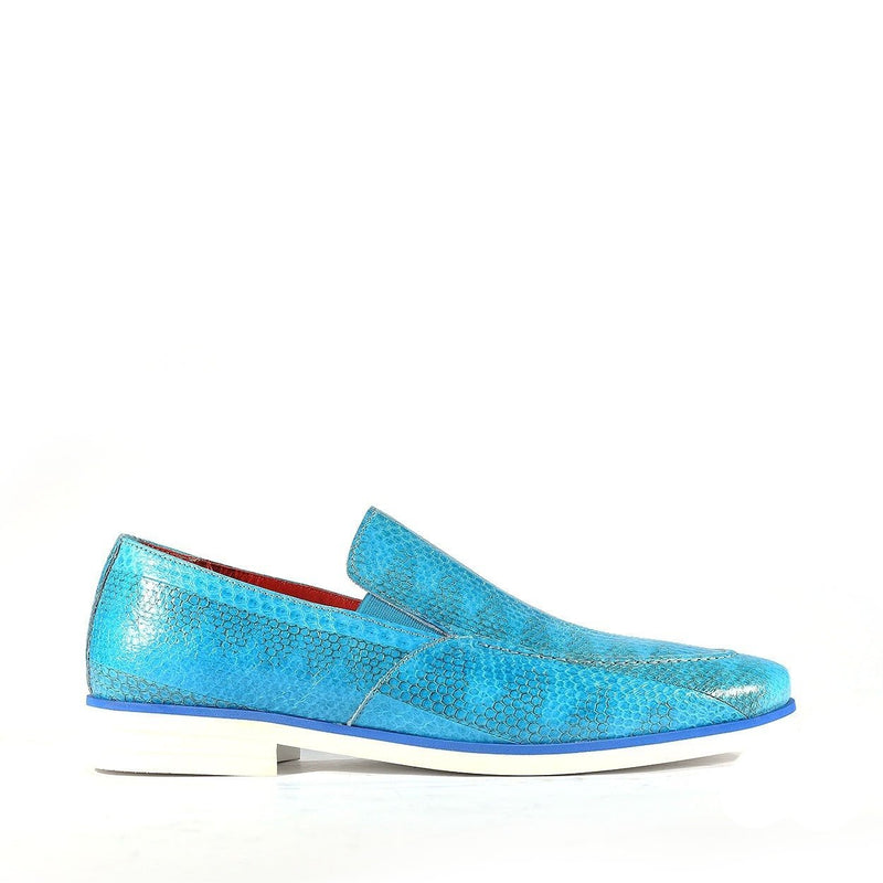Fennix Daniel Men's Shoes Blue Turquoise Genuine Eel-Skin Slip-on Loafers (FXS2600)-AmbrogioShoes