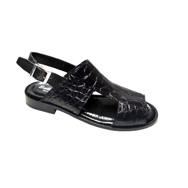 Fennix Diego Men's Shoes Black Alligator Exotic Sandals (FX1077)-AmbrogioShoes