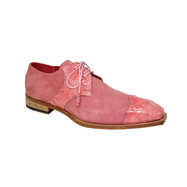 Fennix Edward Men's Shoes Pink Alligator/Suede Leather Exotic Oxfords (FX1034)-AmbrogioShoes