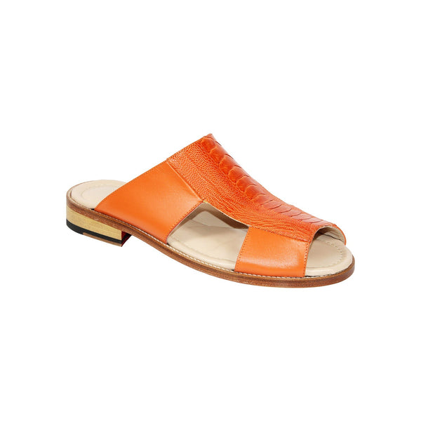 Fennix FX124 Men's Shoes Orange Calf/Ostrich Exotic Sandals (FX1083)-AmbrogioShoes