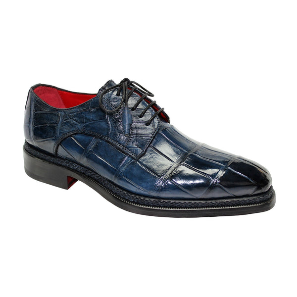 Fennix Gabriel Men's Shoes Navy Alligator Exotic Oxfords (FX1022)-AmbrogioShoes