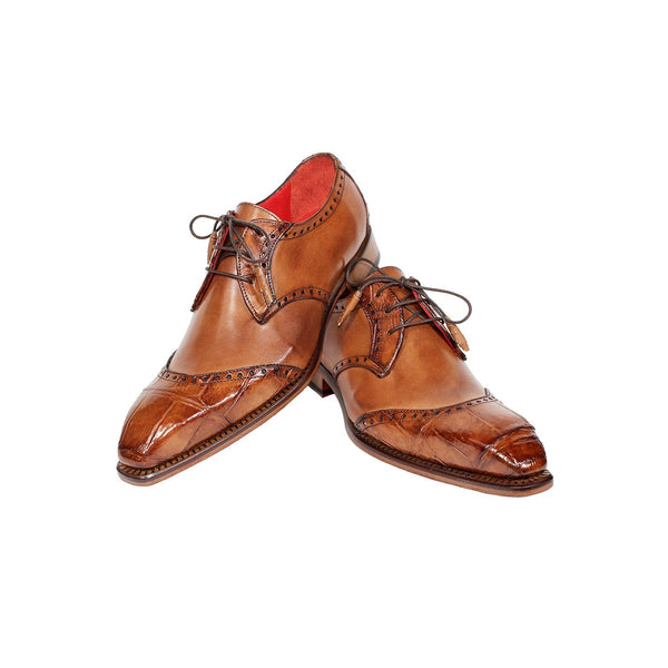 Fennix Jax Men's Shoes Brandy Alligator/Calf Leather Exotic Oxfords (FX1090)-AmbrogioShoes