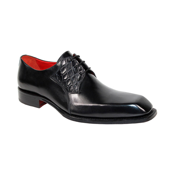 Fennix Tristan Men's Shoes Black Calf/Alligator Exotic Oxfords (FX1103)-AmbrogioShoes
