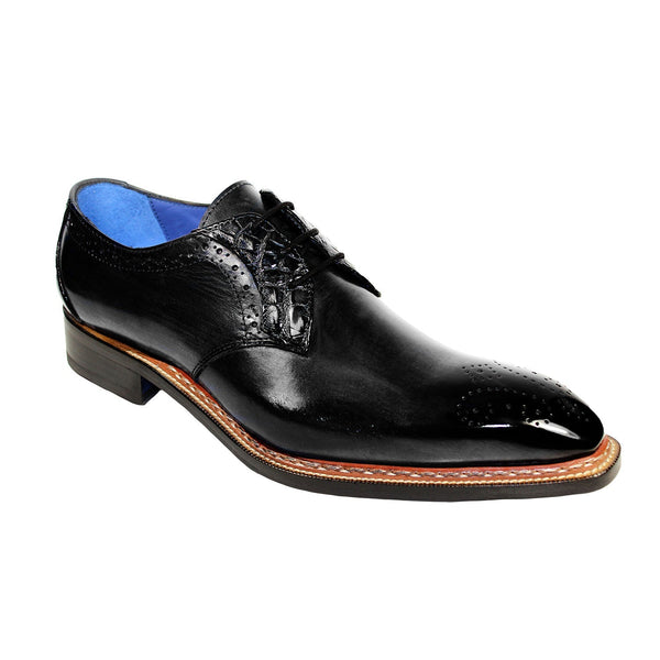 Fennix Tyler Men's Shoes Black Alligator/Calf Leather Exotic Oxfords (FX1064)-AmbrogioShoes