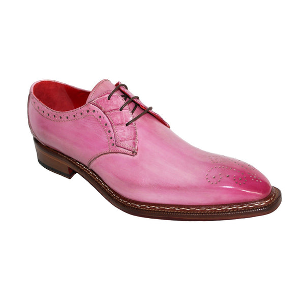 Fennix Tyler Men's Shoes Pink Calf Leather/Alligator Exotic Oxfords (FX1068)-AmbrogioShoes