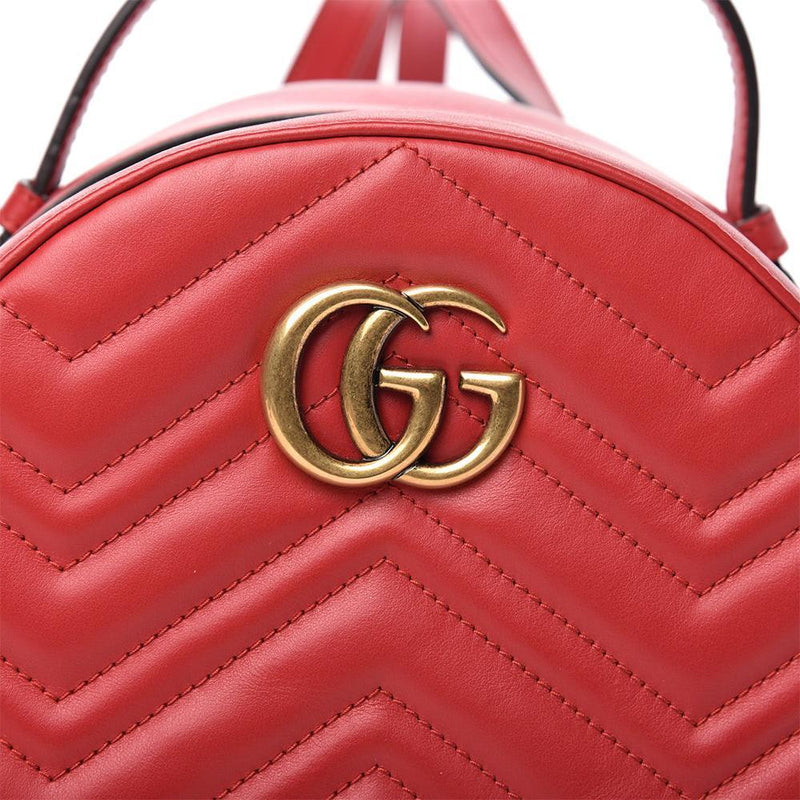 Gucci 476671 001998 GG Marmont Women's Hibiscus Red Matelasse Leather Backpack (GG2062)-AmbrogioShoes