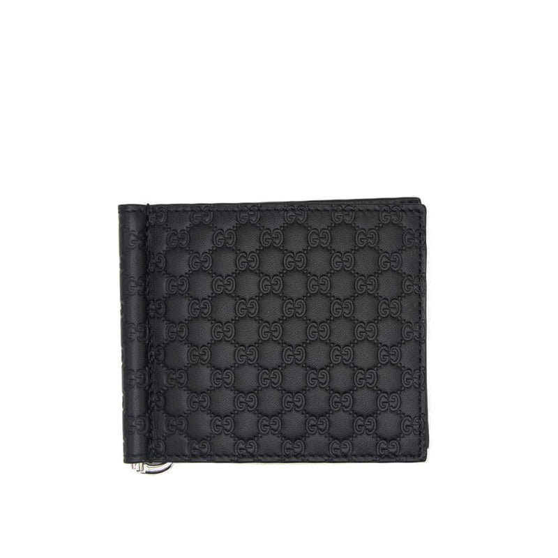 Gucci 544478 493075 Men's Black Micro Guccissima Leather Money Clip Wallet (GGMW2021)-AmbrogioShoes