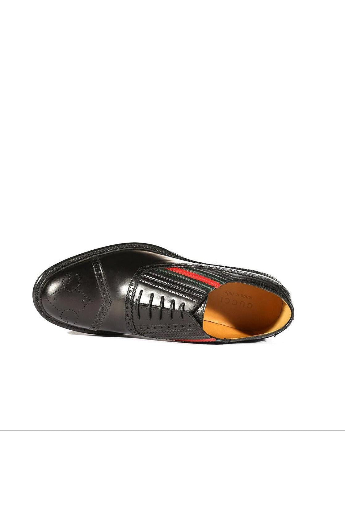 Gucci 547592 0GQ30 1078 Black Calf-Skin Leather Cap-Toe Oxfords (GGM17 AmbrogioShoes Gucci 547592 0GQ30 1078 Black Calf-Skin Leather Cap-Toe Oxfords (GGM17 AmbrogioShoes