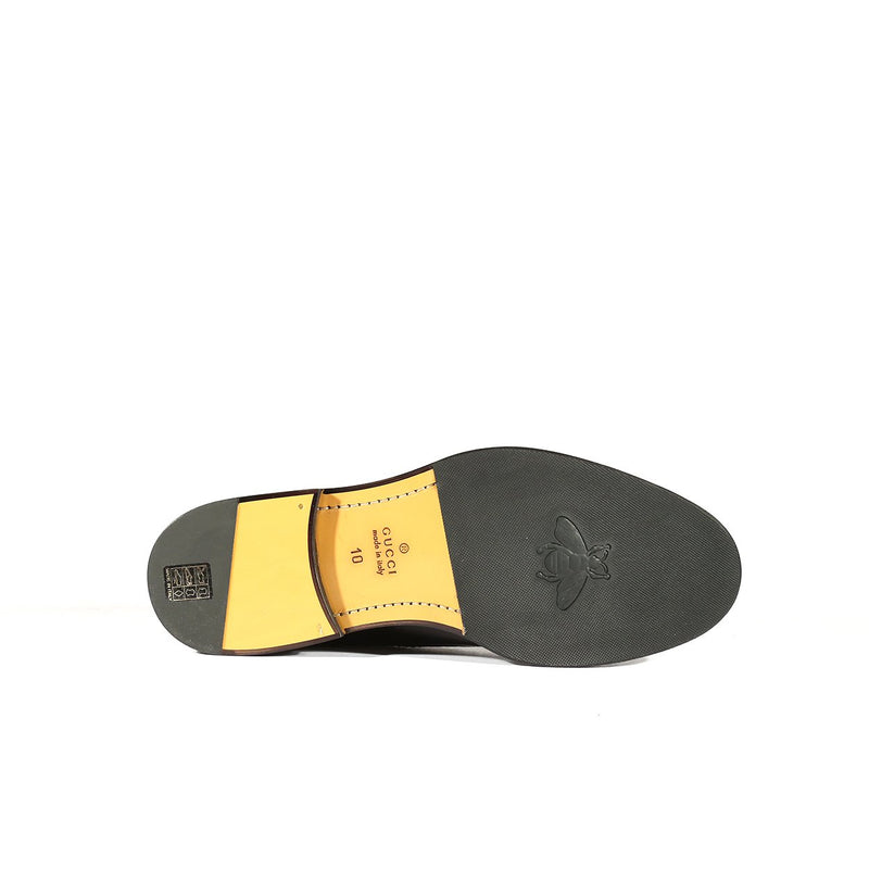Gucci 547592 0GQ30 1078 Men's Shoes Black Calf-Skin Leather Cap-Toe Oxfords (GGM1719)-AmbrogioShoes