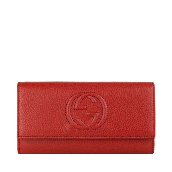 Gucci 598206 A7M0G 6523 Women's Red Calf-Skin Leather Flap-Closure Wallets (GGWW3609)-AmbrogioShoes