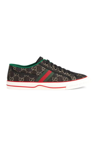 Gucci 606111 Black & Ivory Jacquard Denim Tennis 1977 Sneakers (GGM1732)-AmbrogioShoes