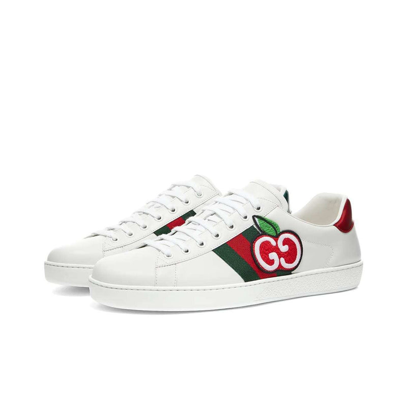 Gucci 611376 Ace Men's Sneakers with GG apple Shoes White (GGM1717)-AmbrogioShoes