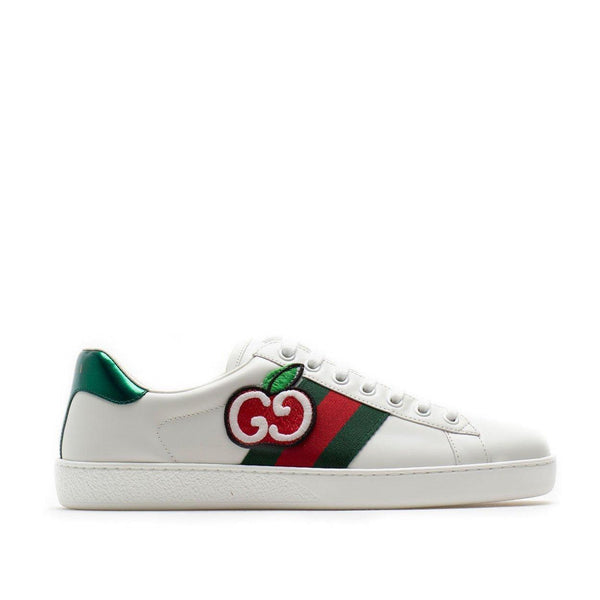 Gucci 611376 Ace White GG Apple Calf-Skin Leather Sneakers