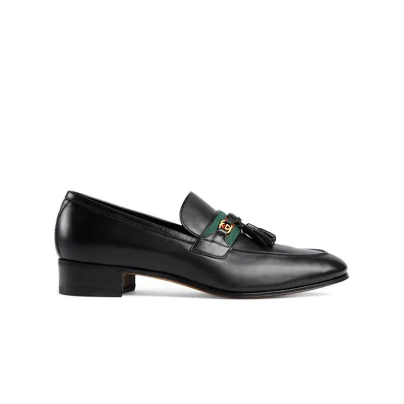 Gucci 624720 1W310 1066 Men's Shoes Black Jakarta leather Tassels Loafers (GGM1721)-AmbrogioShoes